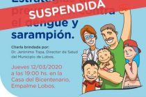 CHARLA SOBRE DENGUE SUSPENDIDA