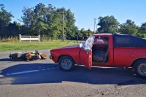 CHOQUE ENTRE CAMIONETA Y MOTO EN RUTA 205