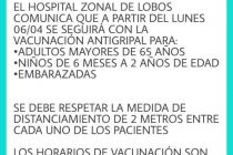 EL HOSPITAL CONTINUARÁ CON LA VACUNACIÓN ANTIGRIPAL EL PROXIMO LUNES