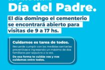 EL CEMENTERIO ESTARÁ ABIERTO EL DOMINGO 21, DÍA DEL PADRE