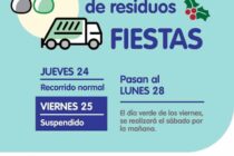 DÍAS DE RECOLECCIÓN DE RESIDUOS PARA ESTAS FIESTAS