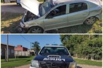 UN PATRULLERO POLICIAL COLISIONÓ CONTRA UN AUTOMÓVIL, NO SE REGISTRARON HERIDOS