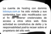 VIOLARON EL SITIO DE «LOBOS YA». AHORA YA SE RECUPERO LA PAGINA
