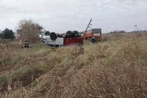 VUELCO DE UN CAMION EN RUTA 41 CAMINO A MONTE. EL CHOFER LESIONADO