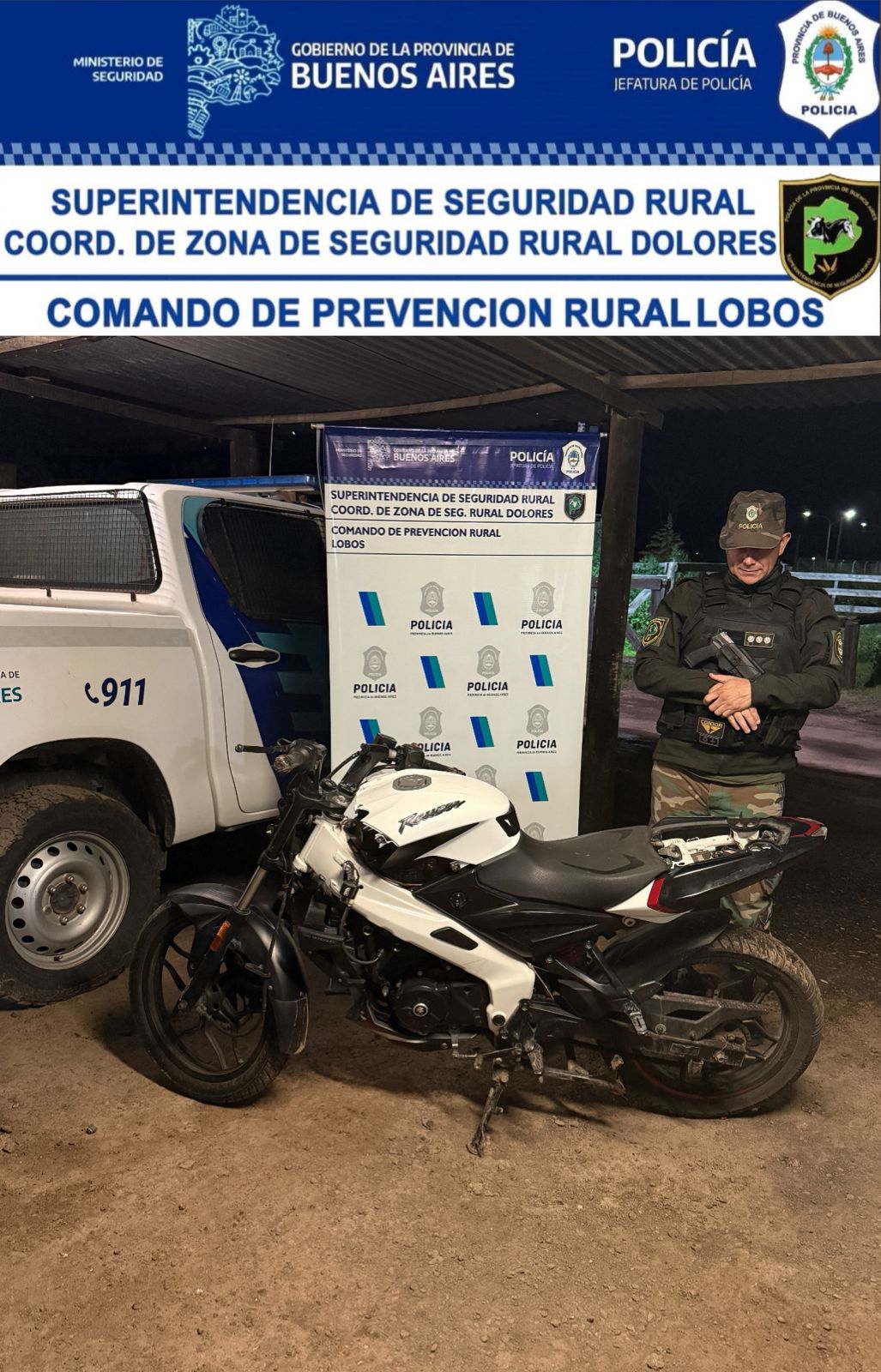 PERSONAL DEL CPR ENCONTRO UNA MOTO ROBADA, EN ZONA DE LA PORTEÑA