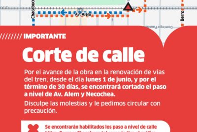 CIERRAN POR UN MES EL PASO A NIVEL DE ALEM Y NECOCHEA