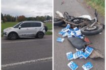 CHOQUE DE UNA MOTO Y UN AUTO EN LA RUTA 205, UN LESIONADO