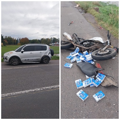 CHOQUE DE UNA MOTO Y UN AUTO EN LA RUTA 205, UN LESIONADO