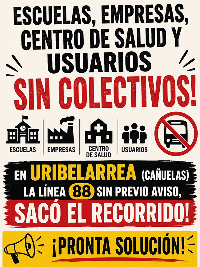 LA LINEA 88 SUSPENDIO SERVICIOS PERJUDICANDO A ESTUDIANTES Y TRABAJADORES