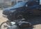 CHOQUE DE MOTO Y CAMIONETA EN AREVALO Y LINCOLN, SIN LESIONADOS