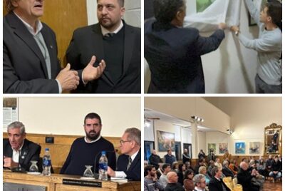 CUADROS DE PROCERES Y DISERTACION SOBRE SAN MARTIN Y LA MASONERIA, EN EL CONCEJO DELIBERANTE
